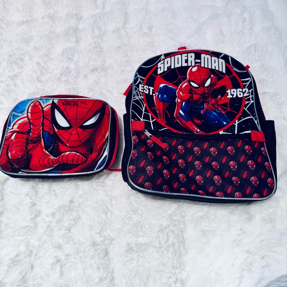 Spider-Man Kids Backpack and Lunchbox Set - Red and Black